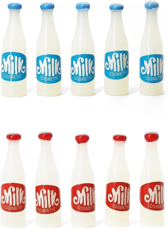 Jizlan 10 Pcs 1/12 Miniature Milk Bottles Dollhouse Decoration Accessories, Home Outdoor Decoration Model Living Room Scene Craft Displays - Image 1